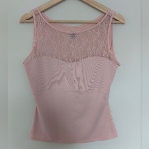 Spanx Hide & Sleek Pink Lace Top Shaping Tank Top Camisole Women's Size XL